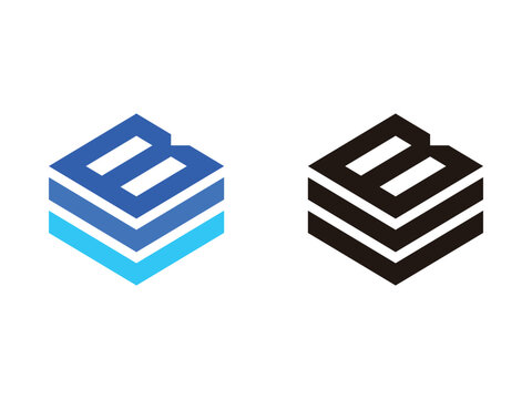 Initials B logo, high tech symbol, isolated on transparent background