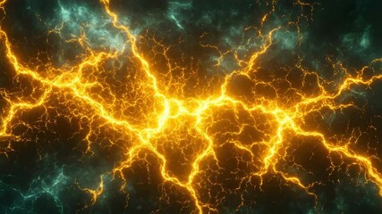 Poster - Electric lightning bolt illuminating the sky with stunning yellow and blue explosion of colors