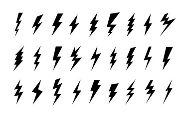 lightning bolt icon. flash symbol, thunderbolt, blitz lightnings strike sign. electric energy black 