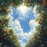 Harvesting oranges citrus grove nature photography sunny environment ground level view vibrant landscape