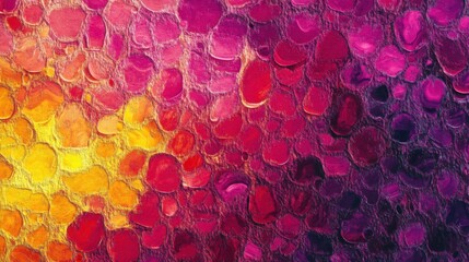Poster - Abstract Oil Painting Close Up Showing Texture and Vivid Color Gradient from Yellow to Purple Artistic Impression