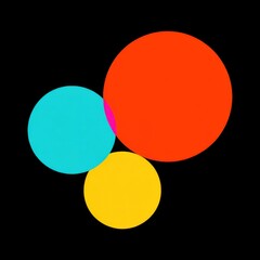 Fototapete - Abstract Vibrant Circles Composition on Black Background Overlapping Shapes Modern Design Element Graphic Illustration