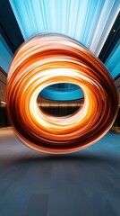 Fototapete - Dynamic circular motion art installation modern museum digital artwork contemporary space wide angle visual innovation