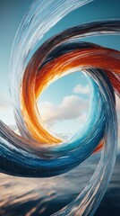 Poster - Dynamic water flow art ocean shore digital artwork serene environment abstract viewpoint fluid motion concept