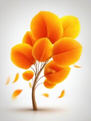 Fototapete - Autumn tree with falling leaves vector illustration against white background studio shot graphic design