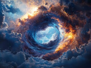 Aufkleber - Celestial event cosmic vortex in the sky digital art stunning atmosphere surreal perspective