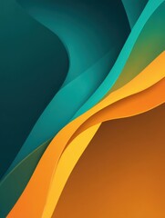 Fototapete - Abstract Layers in Teal and Orange Colors, Modern Design, Dynamic Composition, Artistic Background, Studio Shot