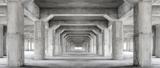 Poster - Concrete Pillars in Repetitive Pattern Perspective View of Industrial Structure Architecture Interior Design