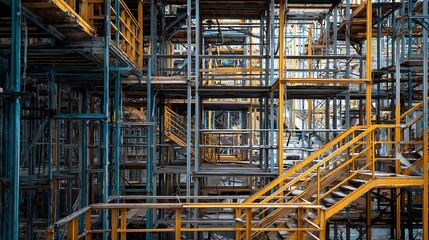 Poster - Structure of steel for building under construction, industry factory concept