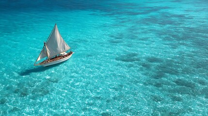 Poster - Sailboat glides lightly on the waves of a pristine ocean