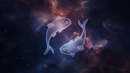 Aufkleber - Pisces zodiac sign against space nebula background, astrology calendar, esoteric horoscope and fortune telling concept