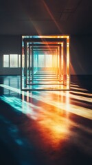 Poster - Illuminated reflections modern art gallery abstract artwork indoor space perspective visual creativity