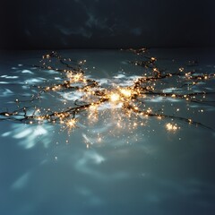Poster - Illuminating sparkling roots abstract space digital art dark background close-up creative visualization