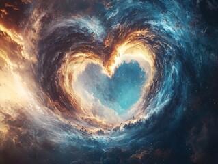 Poster - Cosmic heart formation outer space digital art celestial environment artistic viewpoint love concept