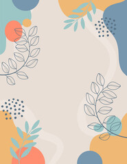 Aufkleber - Tropical plants spring background with beautiful. Hand drawn colourful art background design.