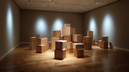 Poster - Empty room with boxes, moving house