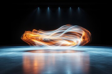 Poster - Dynamic light trails dance studio photography dark environment close-up motion artistry