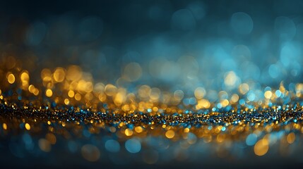 Aufkleber - Blue and gold abstract background and bokeh on new year, s eve