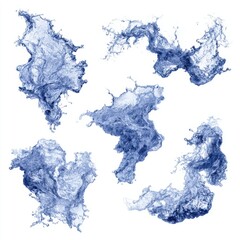 Poster - Water splash collection isolated on white background studio shot of dynamic liquid motion for design elements and compositing
