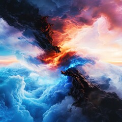 Poster - Dramatic celestial convergence abstract skies digital art surreal environment aerial viewpoint cosmic concept