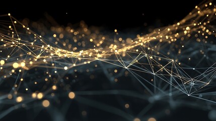 Fototapete - A glowing network of technology nodes and lines, banners, posters, and social media backgrounds with a modern and sophisticated look