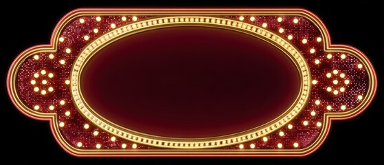 Poster - Retro illuminated sign with marquee lights on dark background studio shot for advertising or display