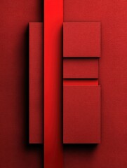 Fototapete - Abstract red geometric shapes composition flat lay minimal style studio shot textured background graphic design element