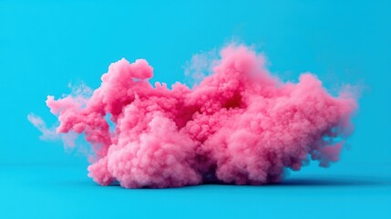Poster - Pink cloud formation on bright blue background studio shot ethereal dreamy concept art abstract design