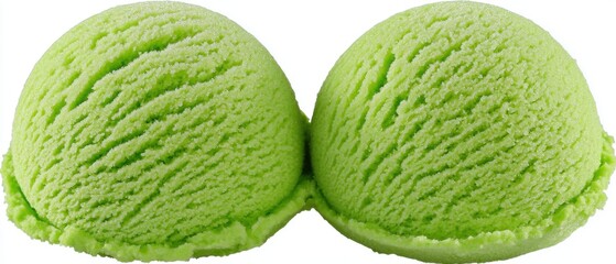 Poster - Close-up of Two Scoops of Pistachio Ice Cream on White Background Studio Shot Refreshing Dessert Sweet Treat Food Photography
