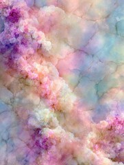 Poster - Abstract floral cloudscape with pastel hues and marble texture for background or wallpaper dreamy ethereal design