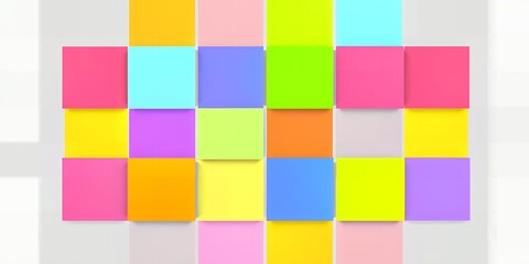 Poster - A colorful array of square tiles arranged in a grid pattern on a white and gray background
