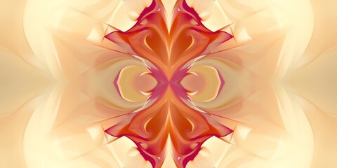 Poster - Abstract symmetrical design with orange and cream colors creating a kaleidoscope effect art piece