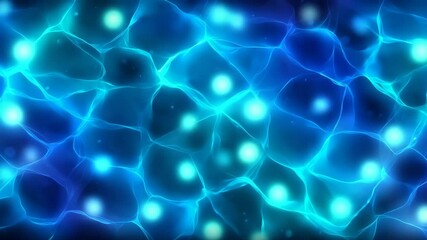 Poster - Tranquil glowing water surface in light blue tones with shimmering light spots. Peaceful and abstract, ideal for backgrounds, wellness themes, or nature-inspired digital designs.
