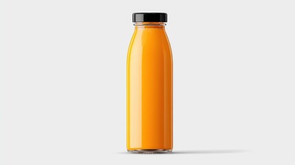 Poster - Fresh Orange Juice in Glass Bottle on White Background Studio Shot Healthy Drink Beverage Product Photography