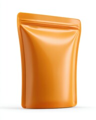 Poster - Orange flexible packaging standing isolated on white background studio shot for food or product presentation