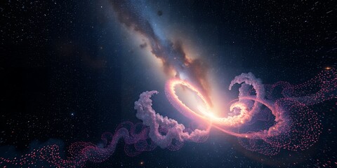 Poster - A cosmic vista featuring a nebula with a ring structure amidst a starry expanse in deep space