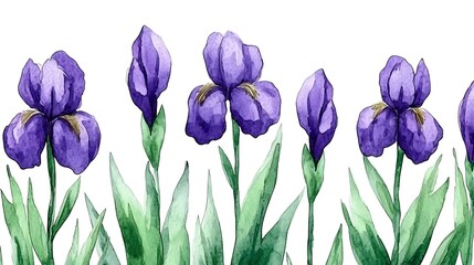 Wall Mural - Purple irises border, floral design, spring