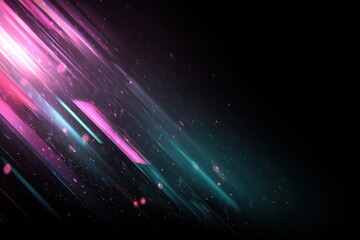 Fototapete - Abstract Light Streaks on Black Background with Pink and Teal Accents Modern Graphic Design Element