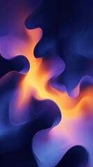 Fototapete - Abstract Fluid Art Wallpaper in Violet and Orange Tones, Modern Digital Design, Close-up, Vertical Composition