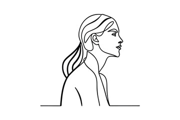 Poster - Minimalist line drawing of a woman in profile depicting elegance and beauty