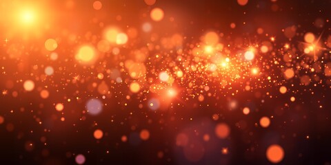 Poster - a vibrant display of orange bokeh lights and sparkling particles against a dark background space