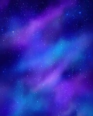 Poster - Vibrant cosmic nebula background illustration with stars and deep space clouds in blue and purple hues