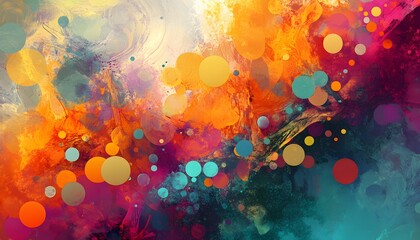 Poster - A vibrant abstract composition featuring swirling colors and vivid, circular shapes