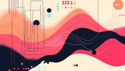 Poster - A vibrant and modern abstract background featuring fluid shapes and bold colors