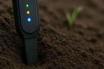 Poster - soil moisture sensor displaying colorful indicators for gardening and agriculture
