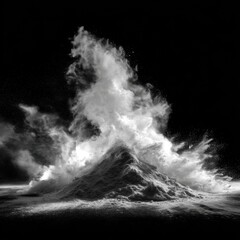 Poster - Dramatic monochrome explosion of white powder against black backdrop studio shot abstract concept