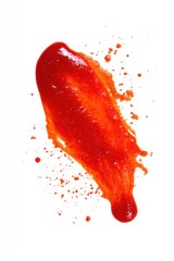 Poster - Overhead Shot of Vibrant Red Sauce Splash on White Background Food Photography Studio Shot