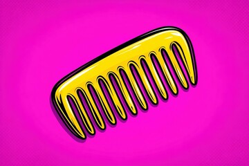 Poster - Bright yellow comb on a vibrant pink background adds a playful touch to any hair care routine in a creative design