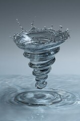 Poster - Water tornado close up shot with splash and ripple effect against a neutral background studio shot of liquid vortex