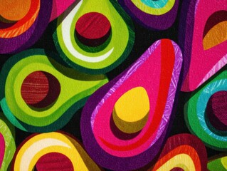 Fototapete - Abstract Avocado Art Colorful Still Life Painting Close Up Texture Design Bright Funky Playful Groovy